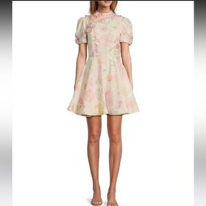 ANTONIO MELANI Cream Mini Dress with Pink Floral Print